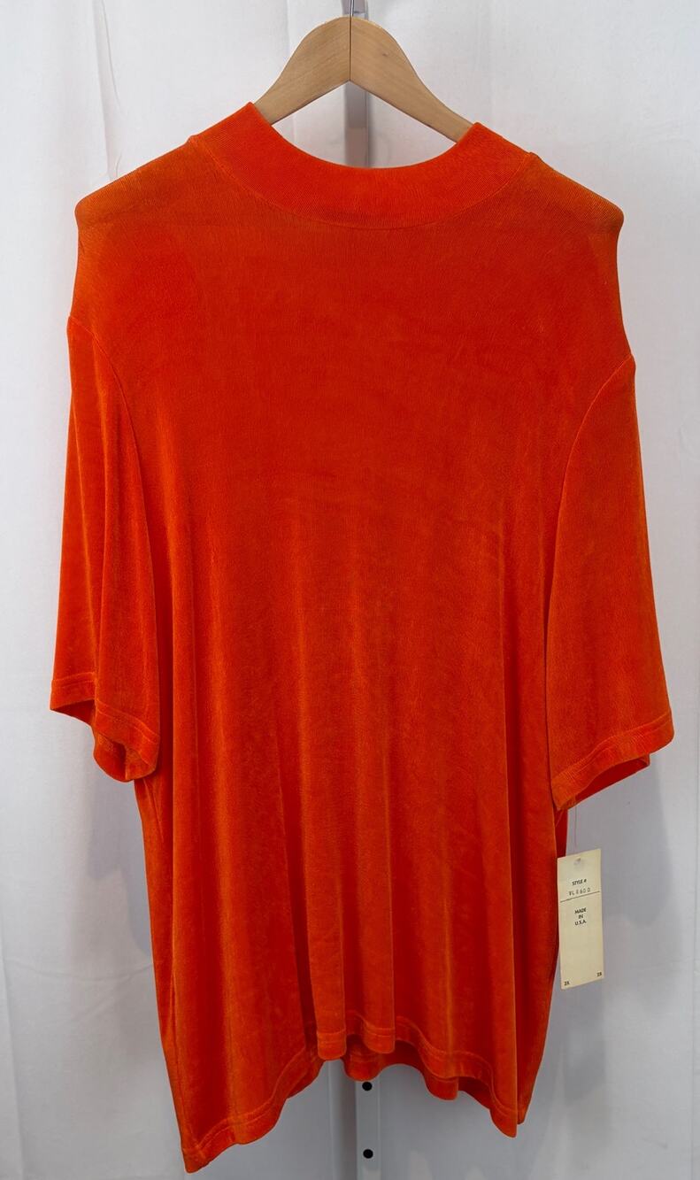 NWT VIKKI VI California Mock Tunic Knit Top Short Sleeve Orange NOS USA 2X Plus